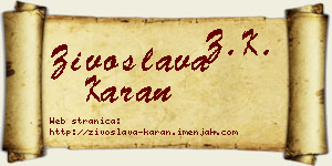 Živoslava Karan vizit kartica